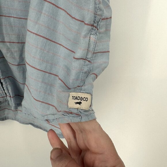 Toad & Co Blouse Sleeveless Stripe Blue size‎ Medium 100% Cotton - Picture 3 of 6